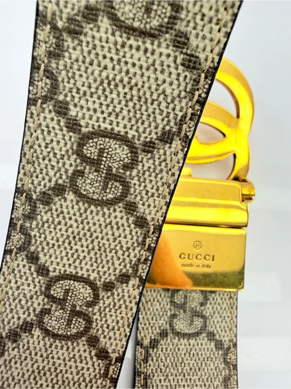 Gucci Gg Supreme Marmont Reversible Belt Monogram Black 80/32